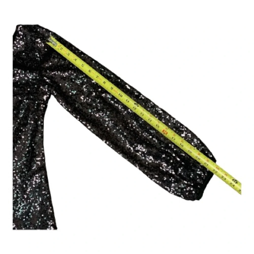 Hello Molly One Shoulder Sequin Black Mini Party Dress Bodycon Cocktail Size Med - Picture 11 of 12